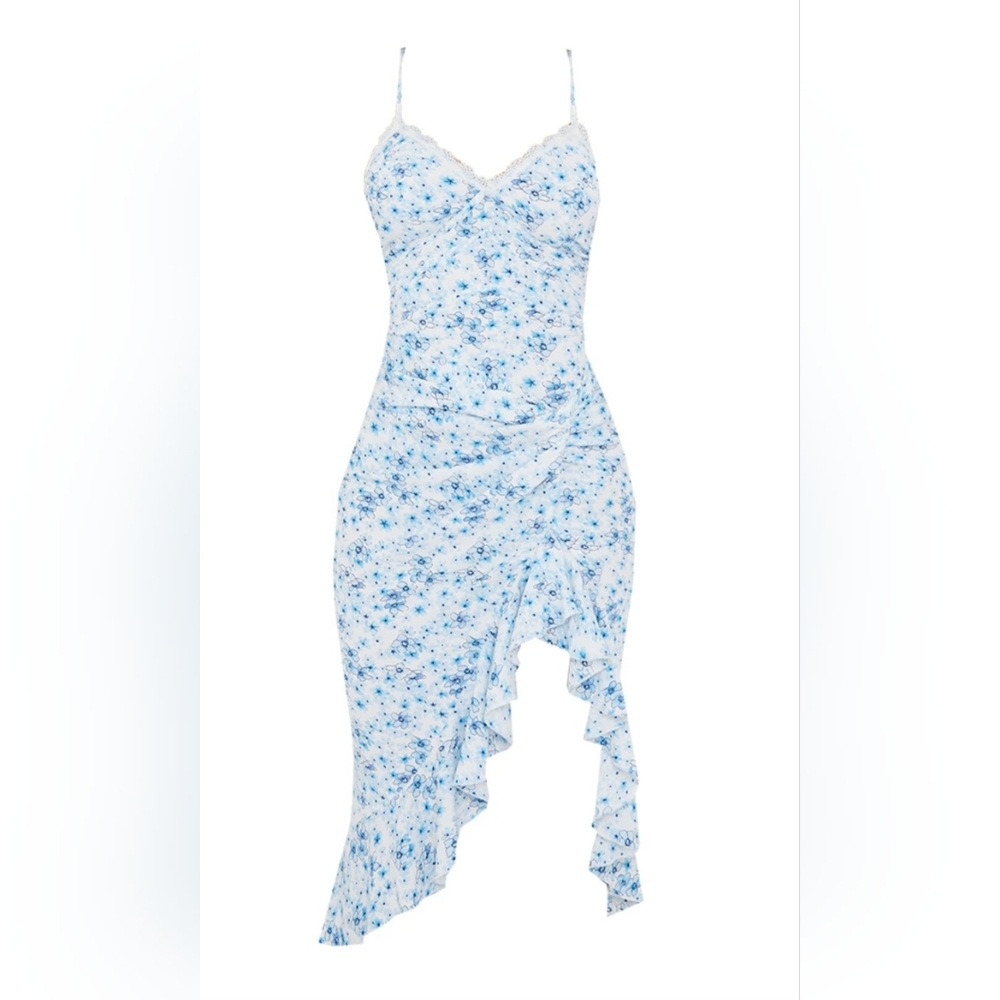 Floral Blue and White Dress